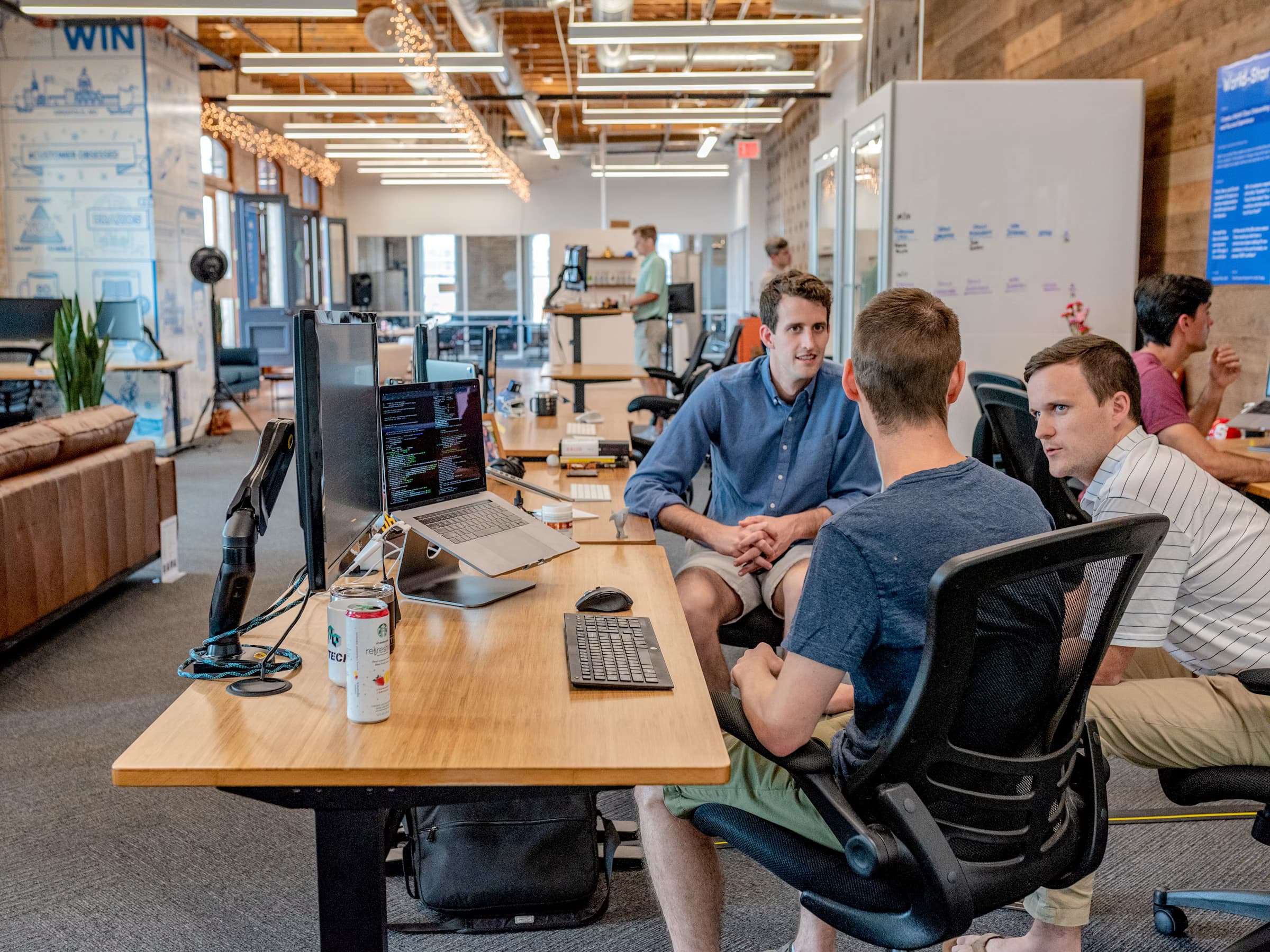 Marketing team collaborating around a table